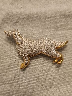 Gold-Tone Crystal Dog Brooch - Sparkling Animal Pin